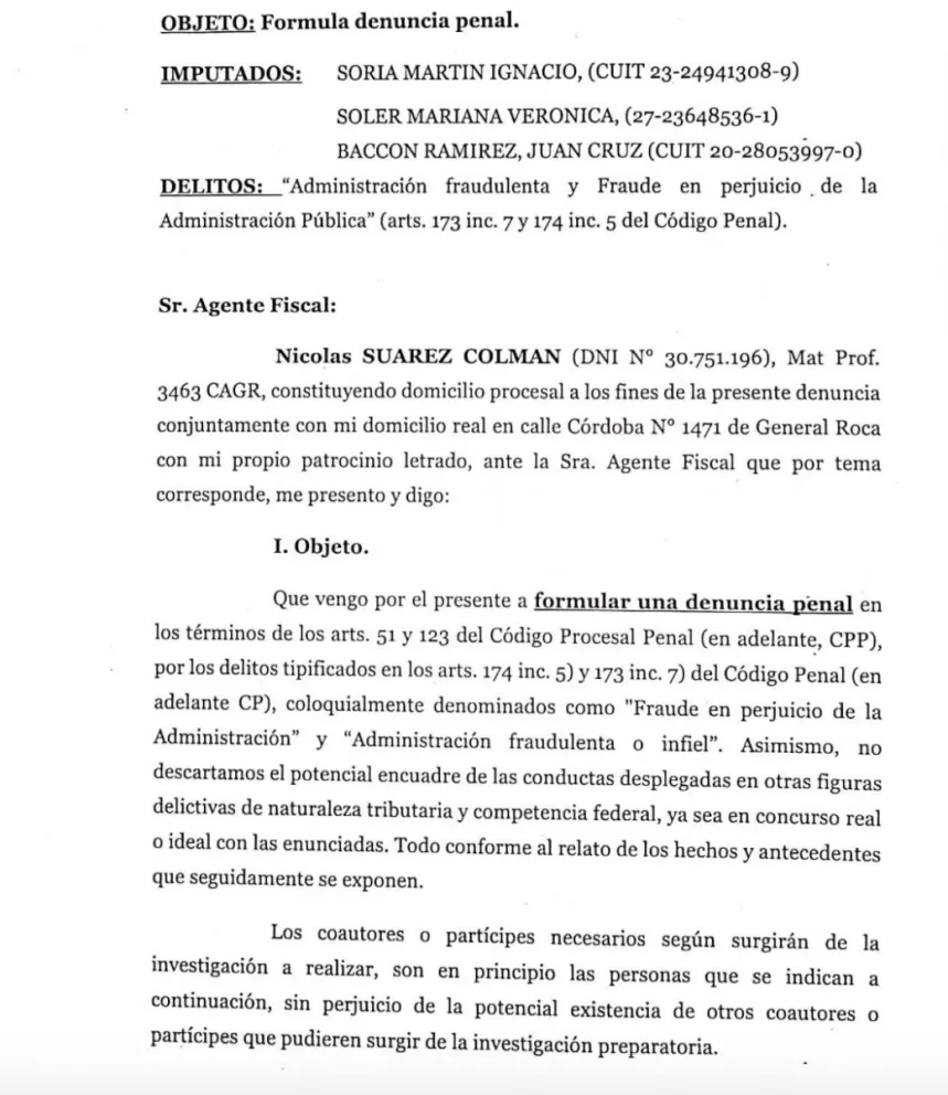 Denuncian a Soria por administración fraudulenta de la Fiesta de la Manzana
