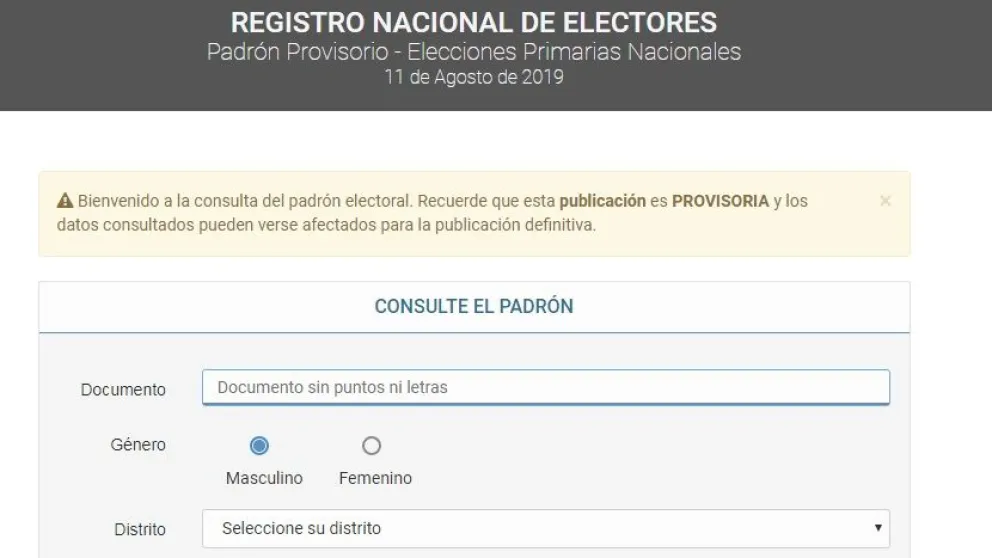 Padrón provisorio: extienden el plazo de consulta