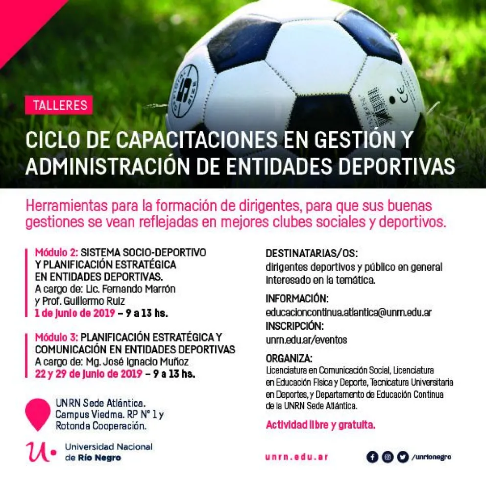 Continúan las capacitaciones para Dirigentes Deportivos en la UNRN