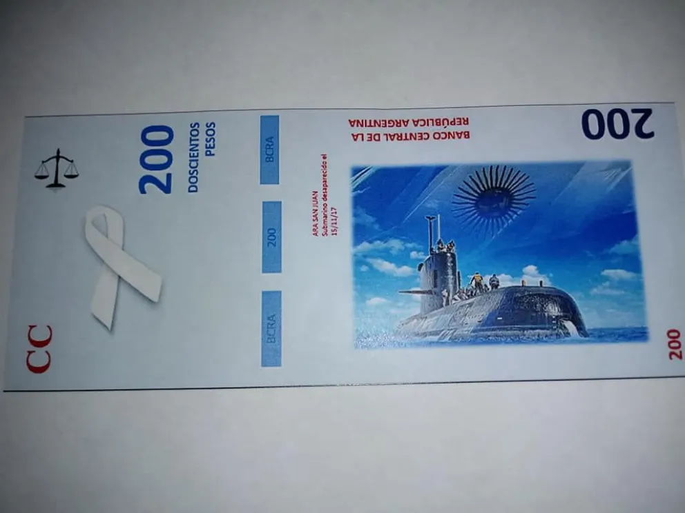 Alumnas de una secundaria diseñaron un billete de $200 con el ARA San Juan
