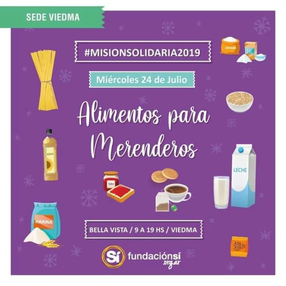 Juntarán alimentos y ropa para merenderos