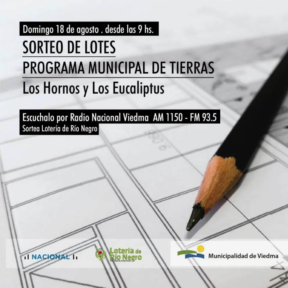 Este domingo 18 se realizará el sorteo de lotes