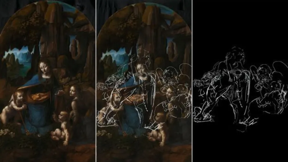 Rayos X revelan un boceto debajo de un cuadro de Da Vinci
