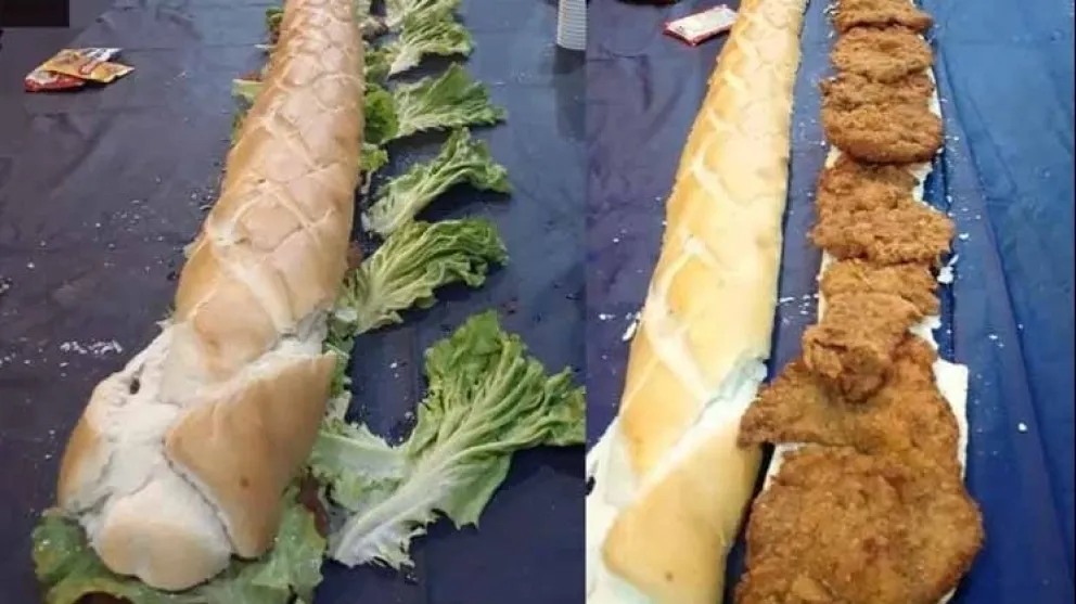 Preparó un sándwich de milanesa de 4,33 metros