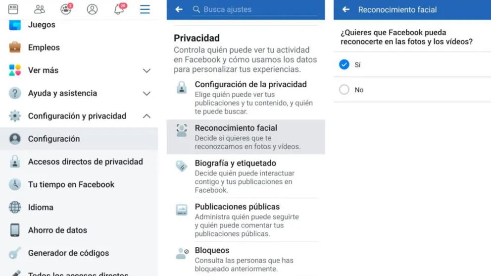 Cómo desactivar el reconocimiento facial en Facebook