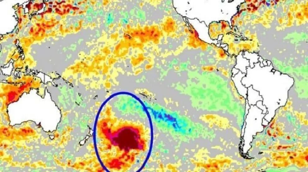 Una gigantesca masa de agua caliente se acerca a Sudamérica