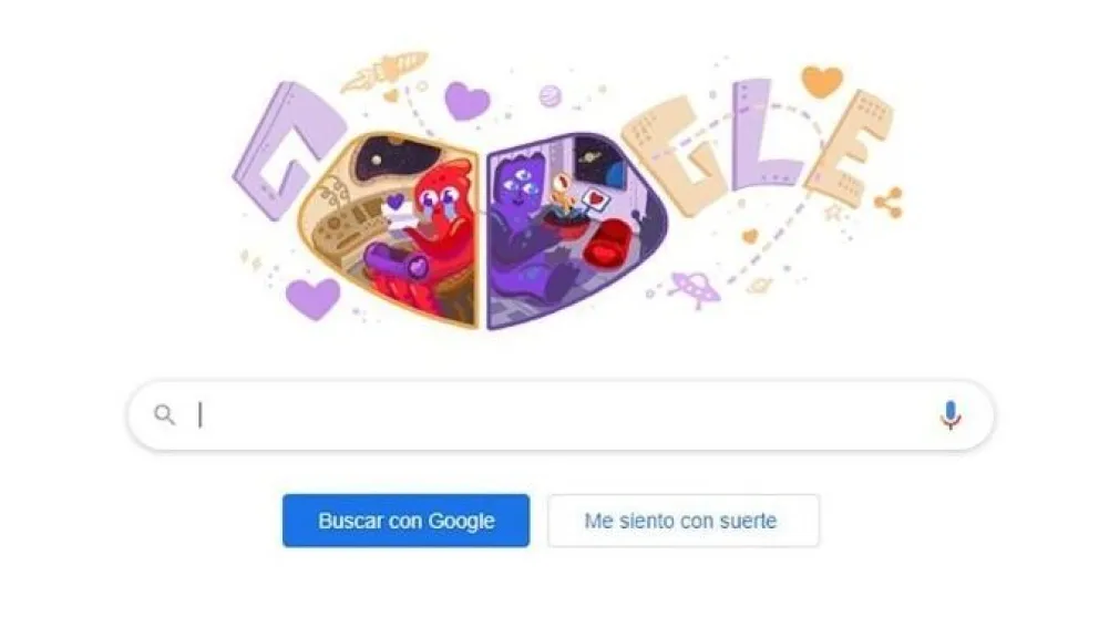 Google celebra el Día de San Valentín en su Doodle