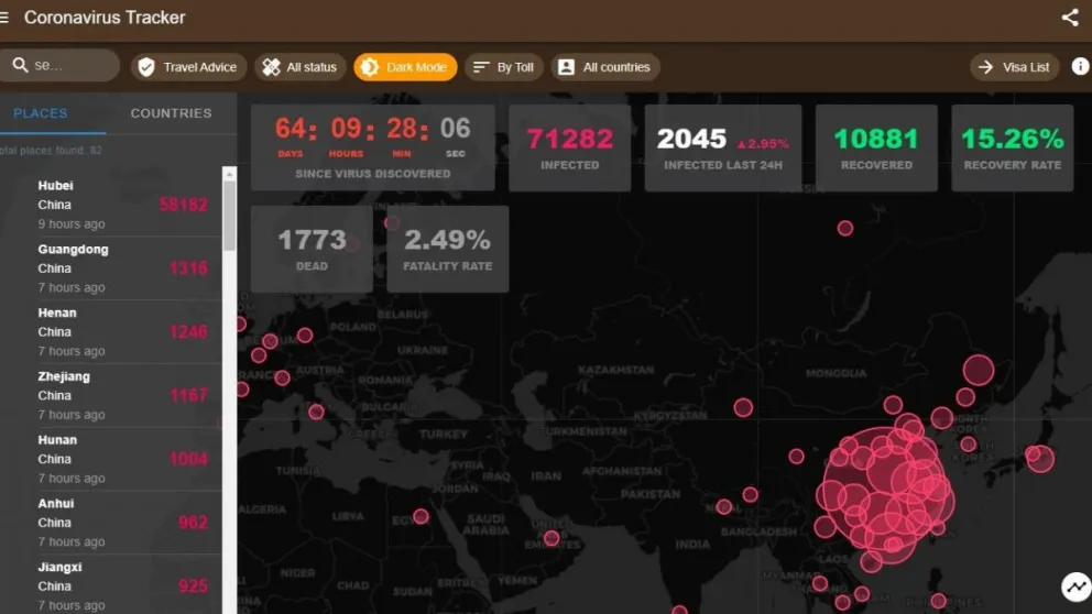Mapas online ayudan a localizar zonas del Coronavirus