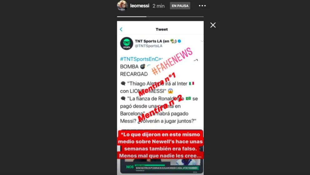 Doble desmentido de Leo Messi a TNT