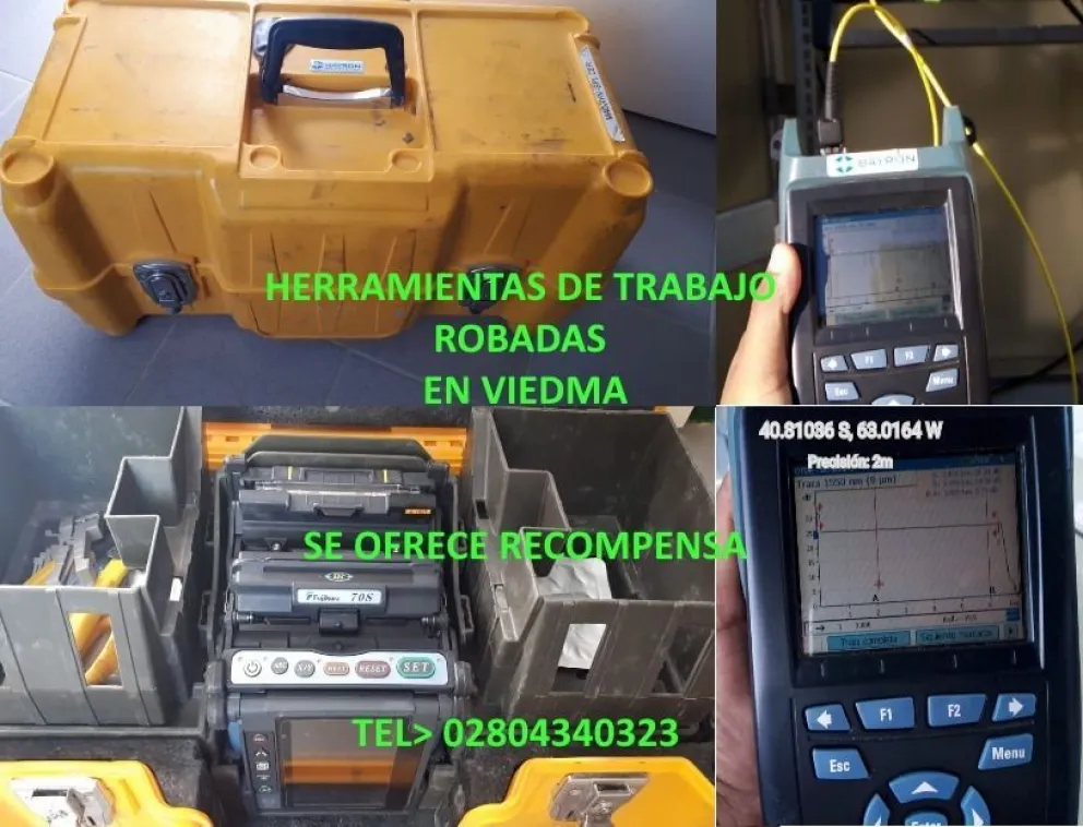 Robaron herramientas de fibra óptica y dan recompensa