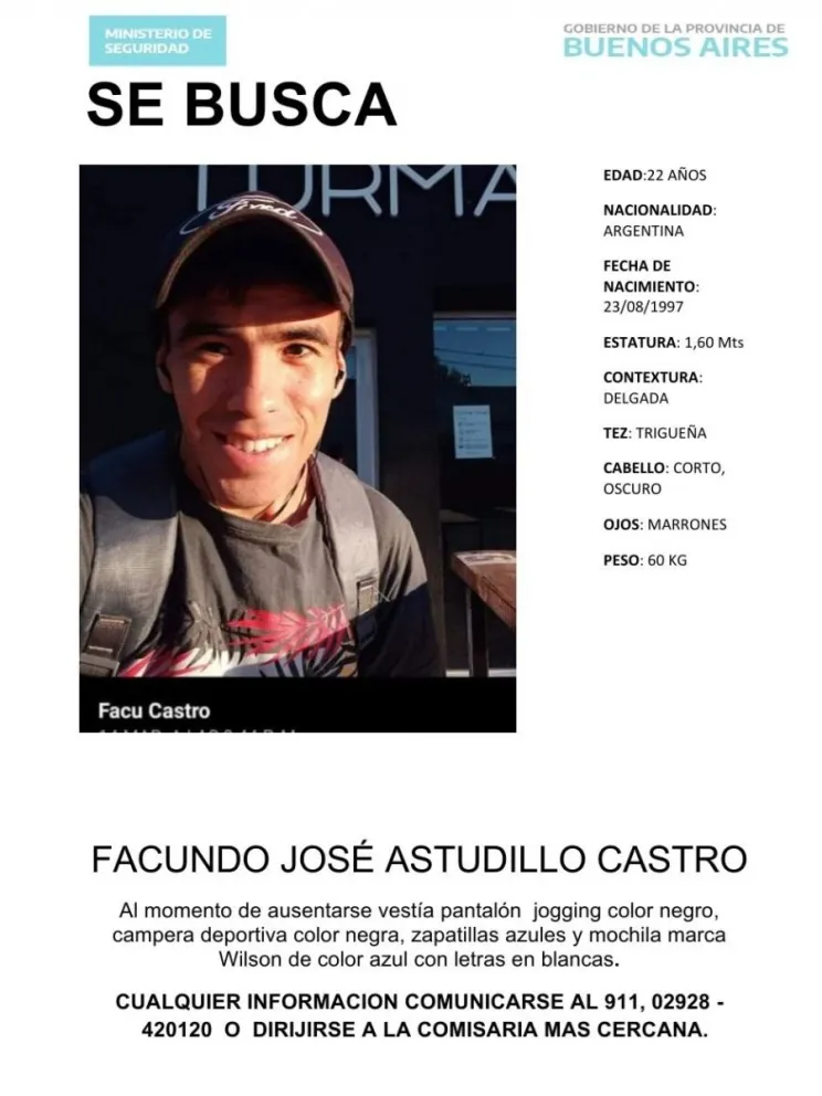 Patagones colabora en la búsqueda de Facundo Astudillo