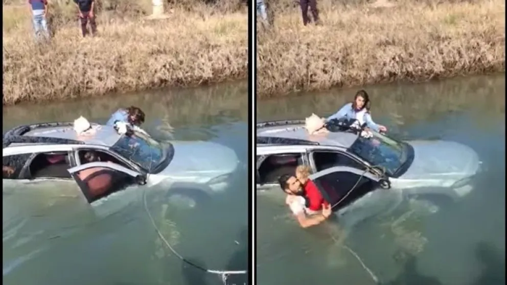 Cipolletti: tres mujeres fueron rescatadas luego de caer con el auto a un canal de riego