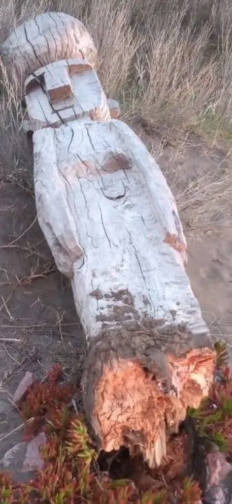 Rompieron una escultura mapuche en El Cóndor
