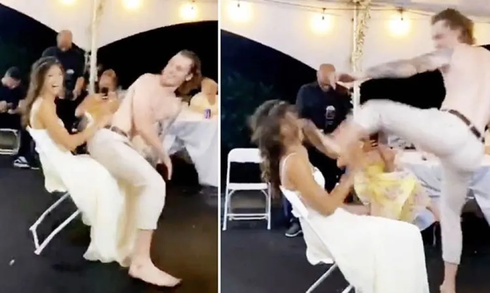 En su fiesta de bodas quiso hacerle un baile sensual y le pateó la cabeza