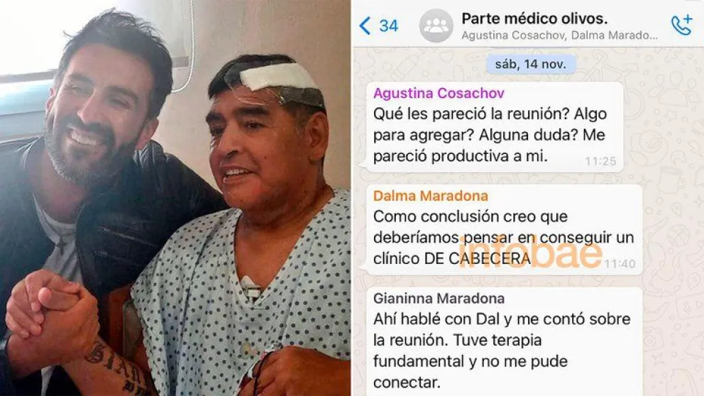 Se filtraron chats entre la familia de Maradona y los médicos que lo trataron