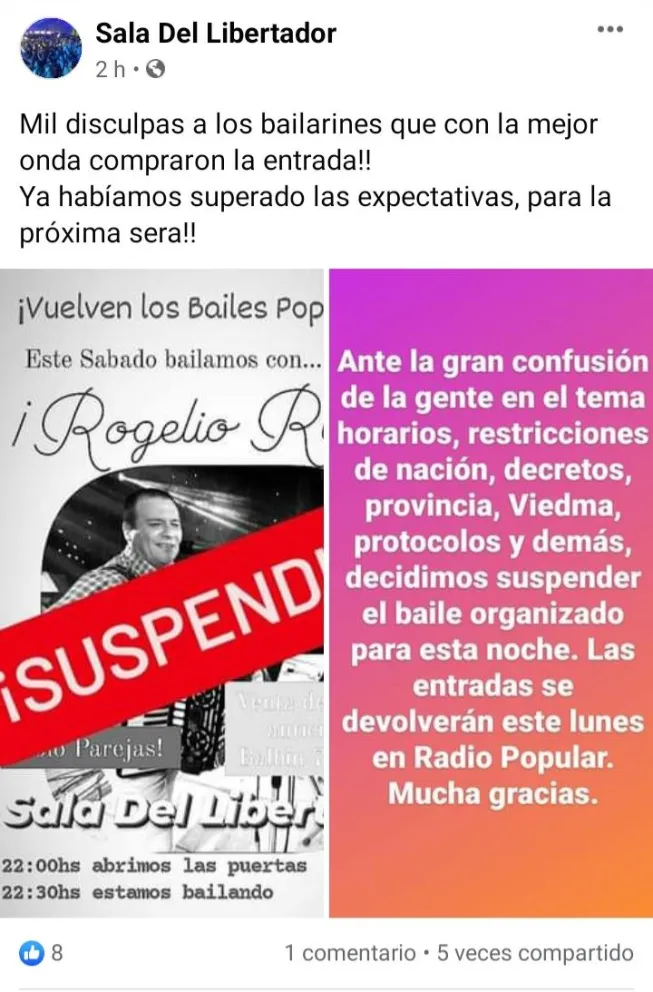 Ante gran confusión, suspendieron baile popular en la Sala del Libertador