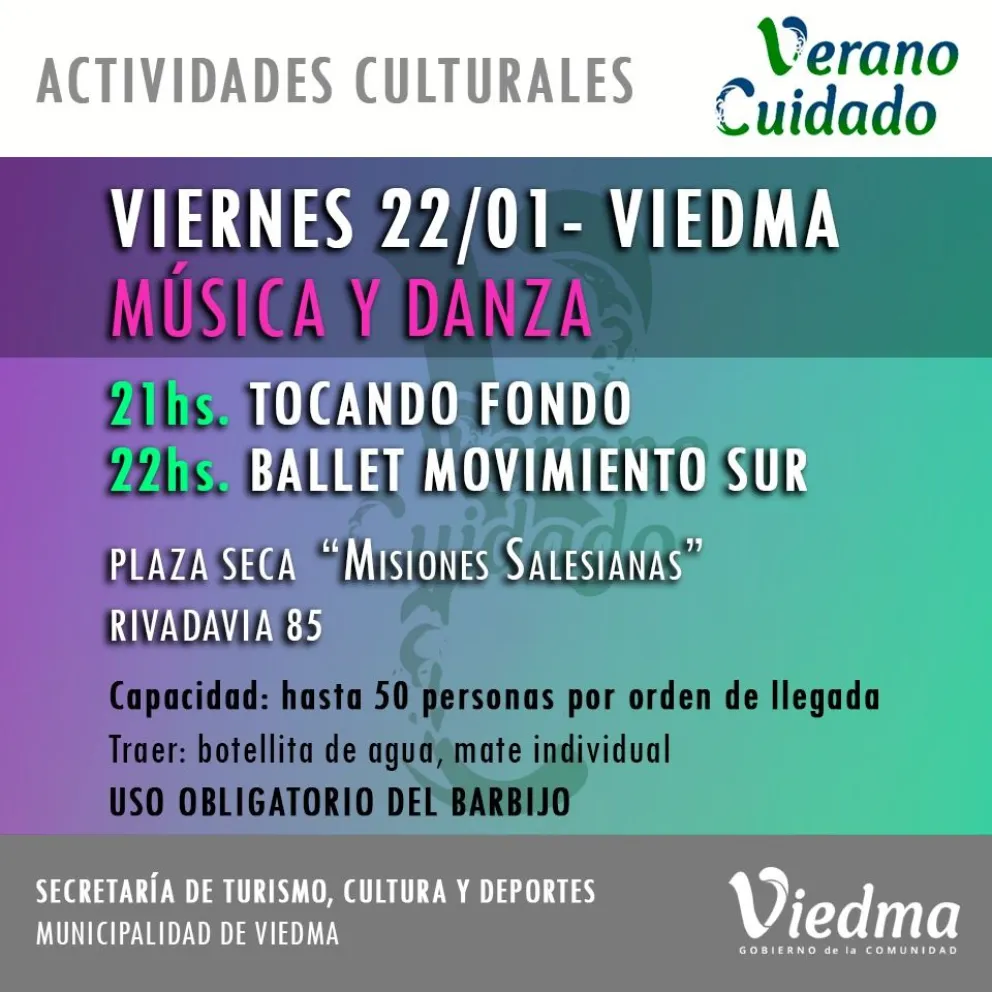 Tocando Fondo y el Ballet Movimiento Sur se presentan en la plaza seca