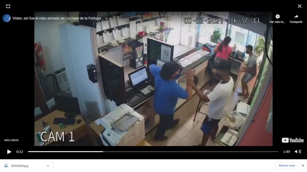 Video: así fue el robo armado en La Llave de la Fortuna