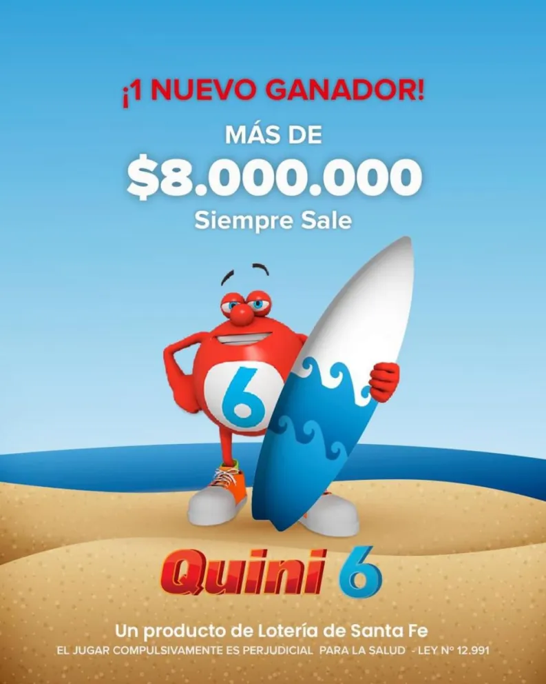Quini 6: un apostador ganó más de 8 palos en el Siempre Sale