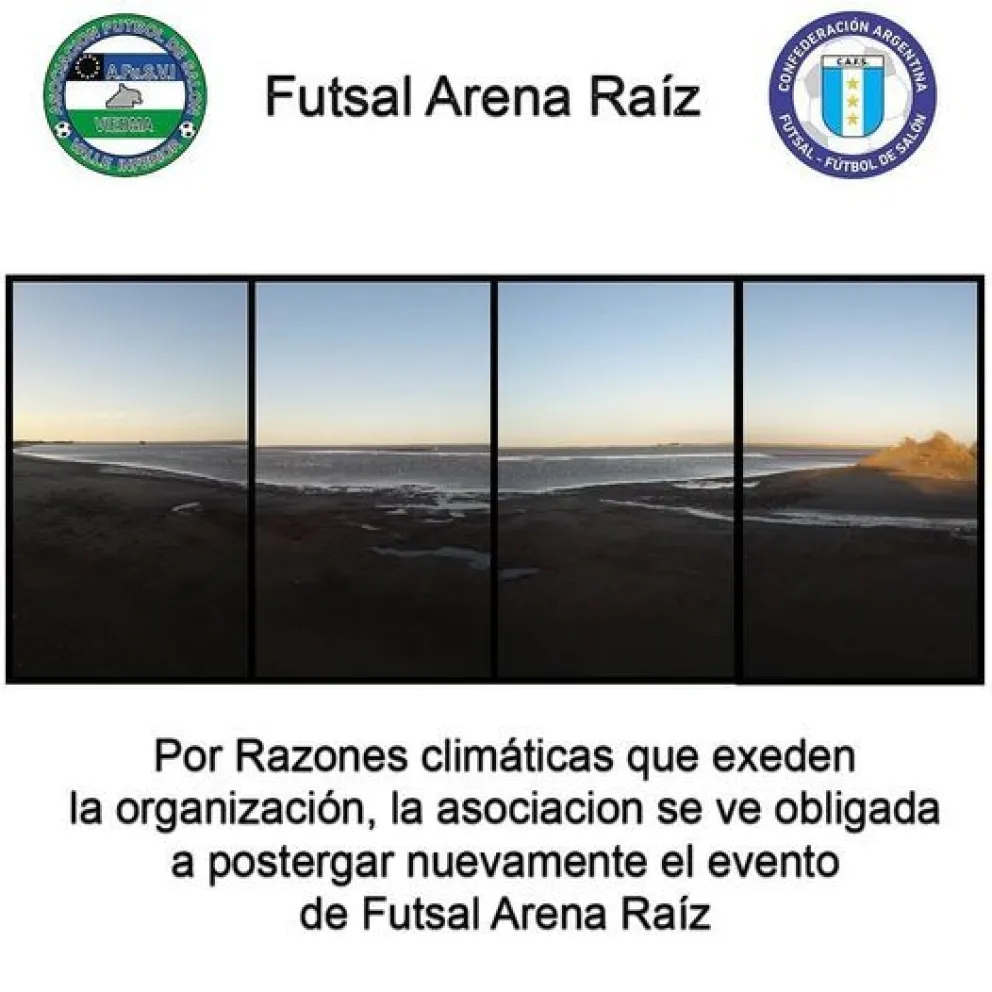 El clima obligó a posponer el Futsal Arena Raíz