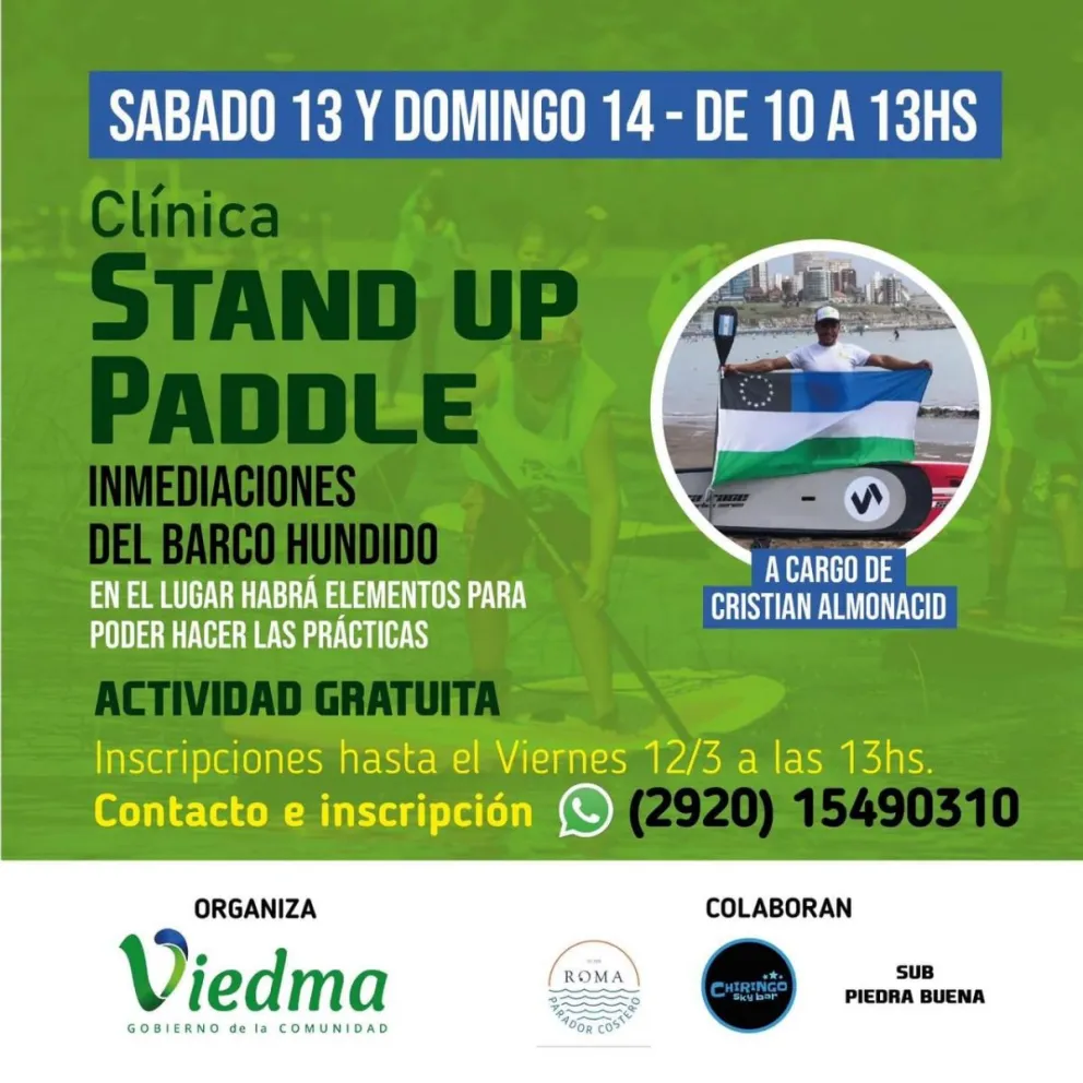 Últimos lugares para la clínica gratuita de Stand up Paddle