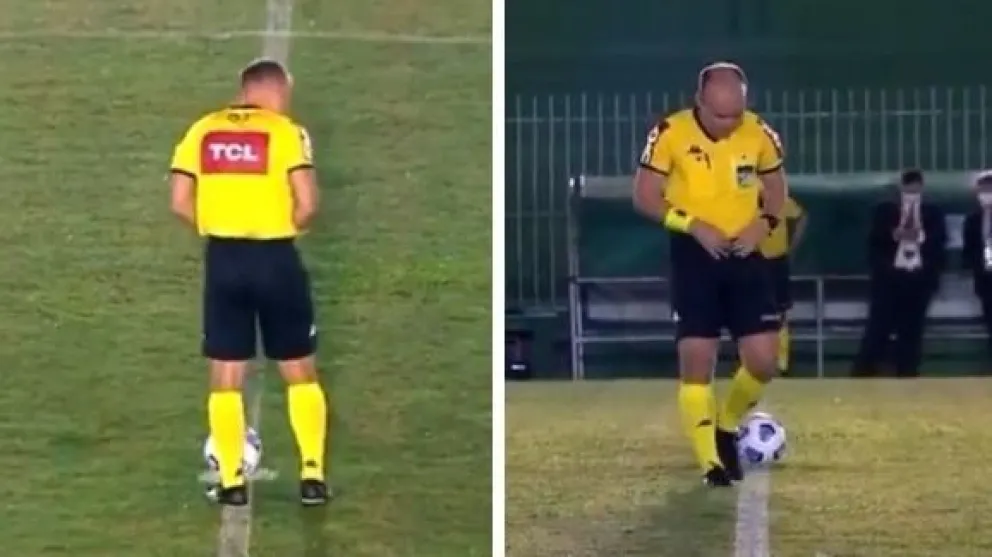 Brasil: un árbitro de fútbol no aguantó e hizo pis en el medio de la cancha