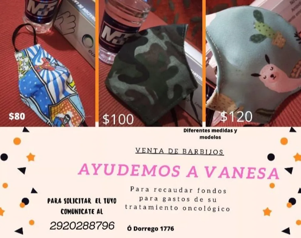 Vecina vende barbijos para costear los gastos de un tratamiento oncológico de su hija