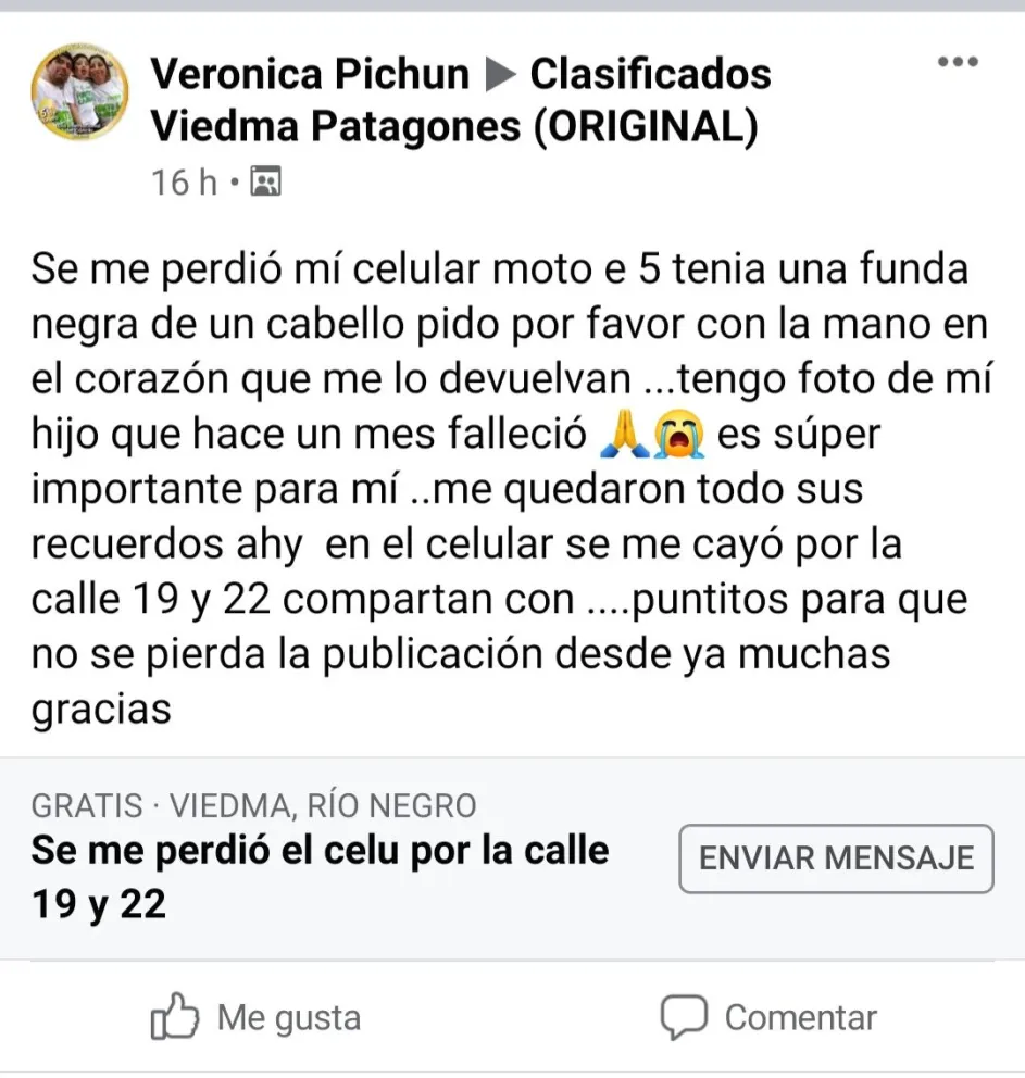 Desesperada búsqueda de un celular por recuerdos de su hijo fallecido