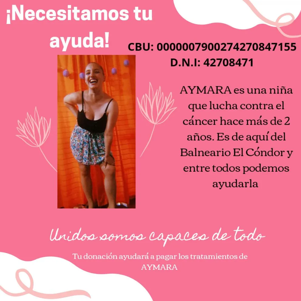 Piden donaciones por Aymara, una niña de El Cóndor que pelea contra el cáncer