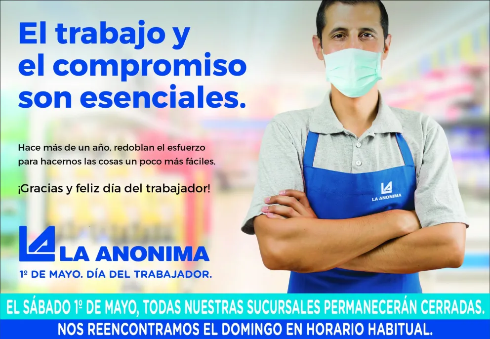 Las Sucursales de La Anónima cierran por el feriado del "Día del trabajador"