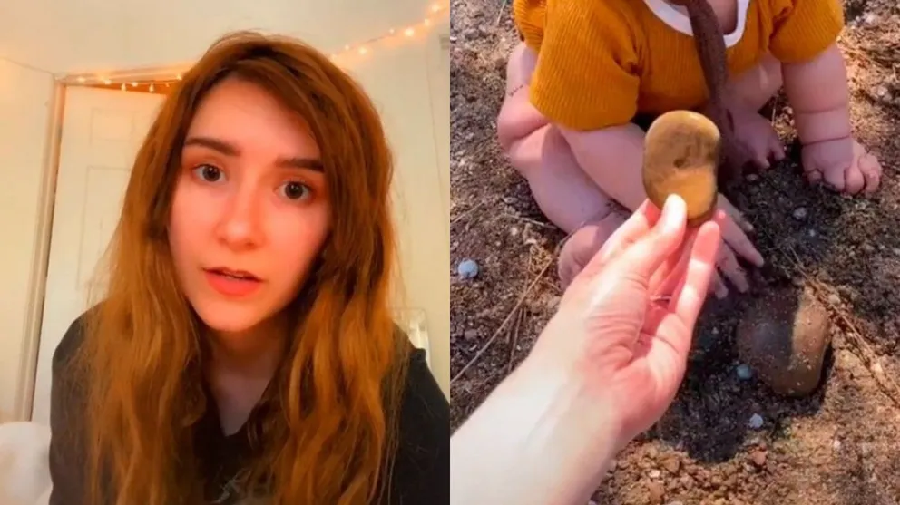 Polémica en las redes por una vegana que deja que su bebé coma piedras y arena