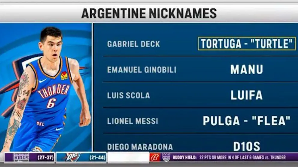 La TV estadounidense explicó el apodo de Gabriel Deck y la placa se hizo viral