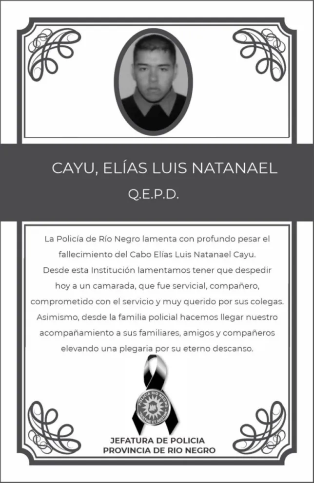Los camaradas despiden a un joven suboficial de la Rionegrina
