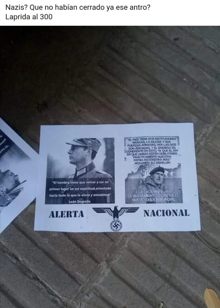 Volvieron las panfleteadas con mensajes nazis