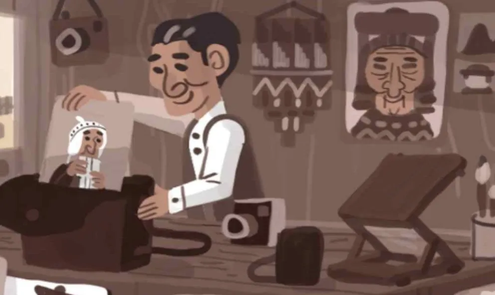 Doodle en homenaje a Martín Chambi, fotógrafo peruano del siglo XX