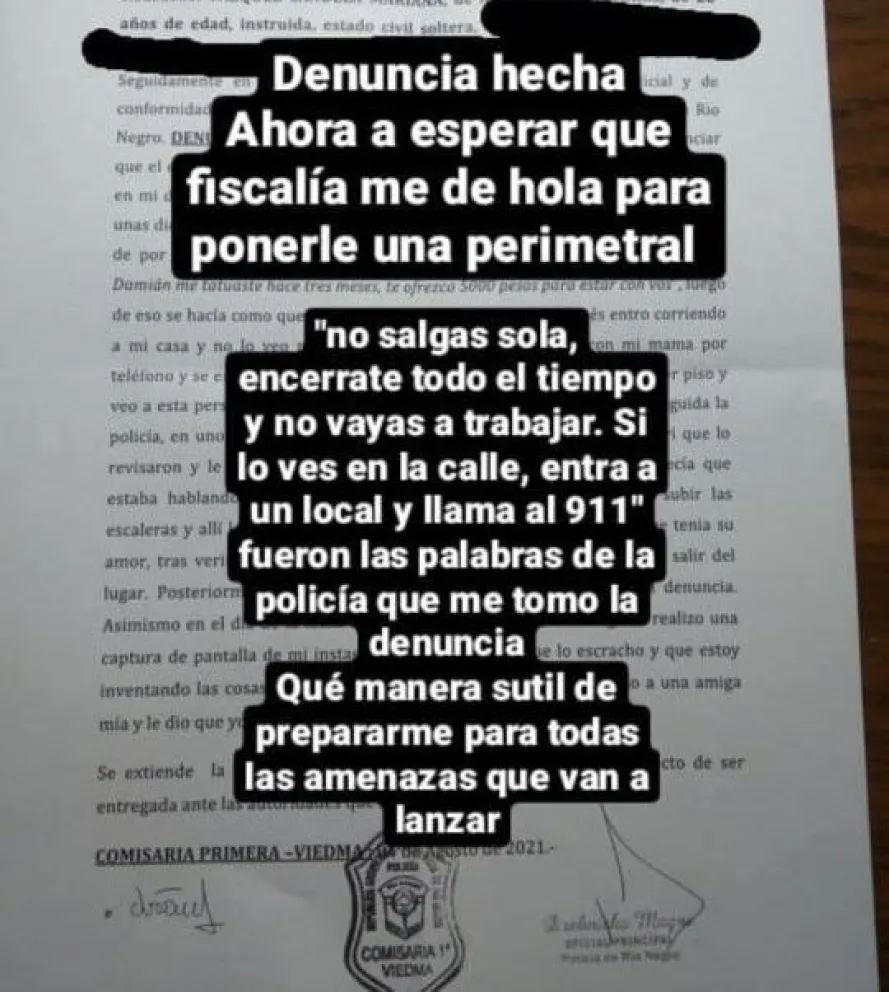 Una policía a víctima de acoso: "No salgas sola, encerrate todo el tiempo"