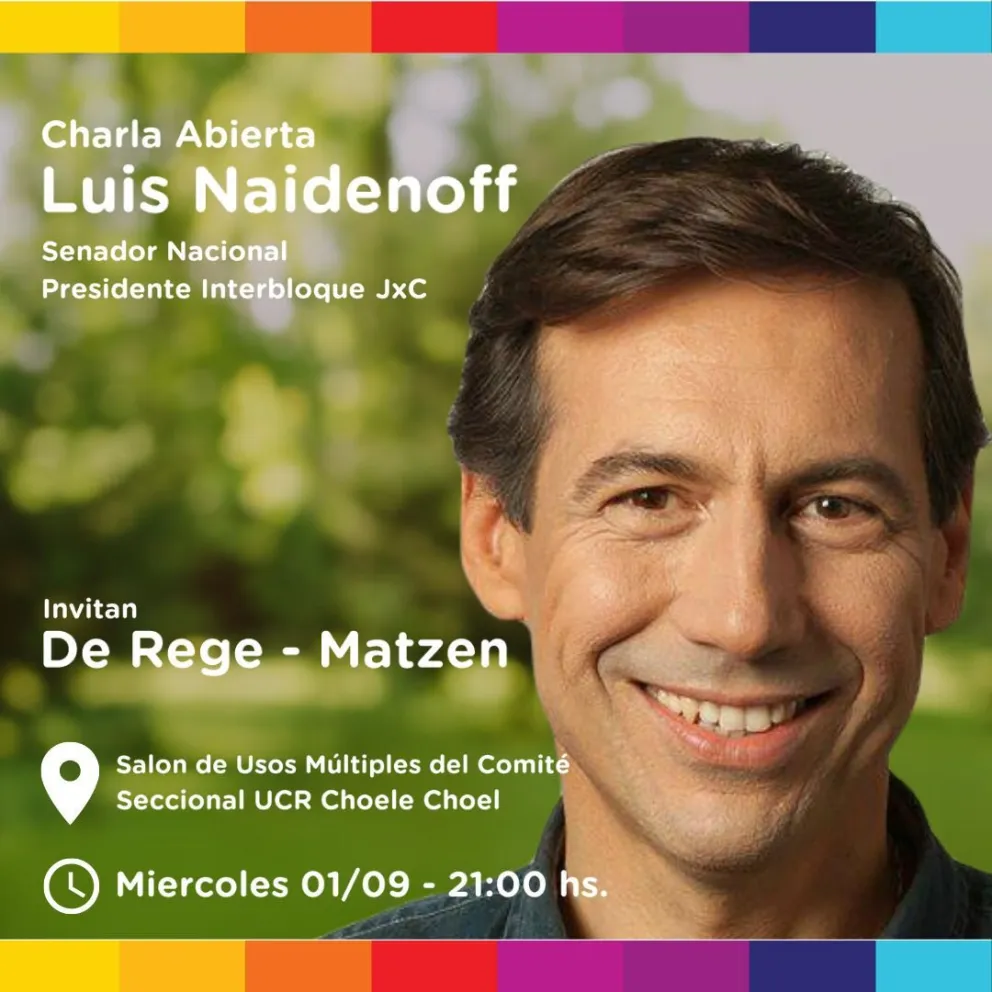 Naidenoff visitará Choele Choel para apoyar a De Rege