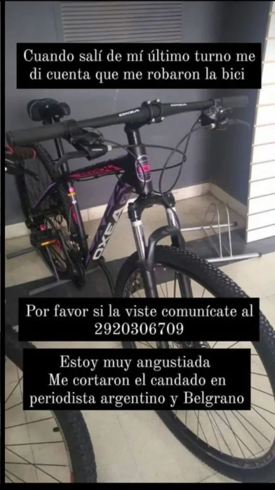 Le robaron la bici que usaba para trabajar: el pedido desesperado de la joven