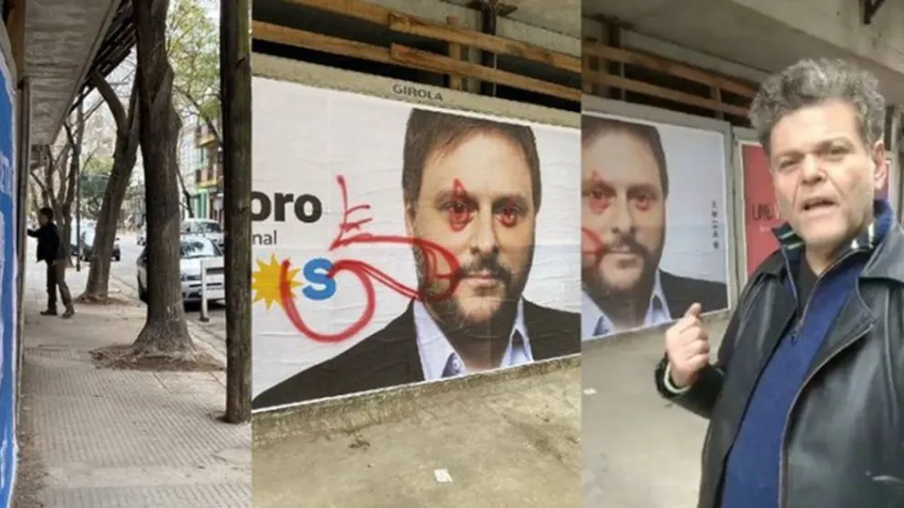 Se zarpó: Alfredo Casero dibujó un pene en un afiche de Leandro Santoro