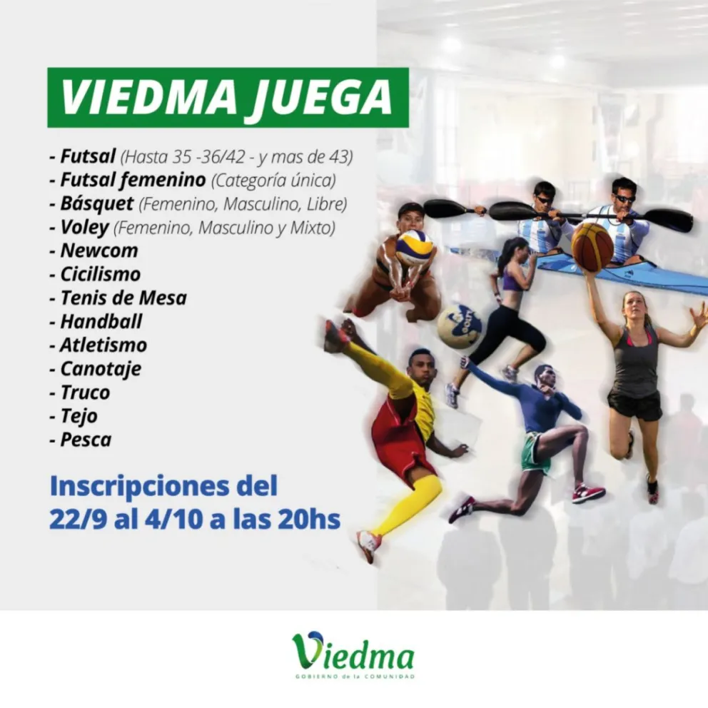 Se encuentran abiertas las inscripciones para Viedma Juega