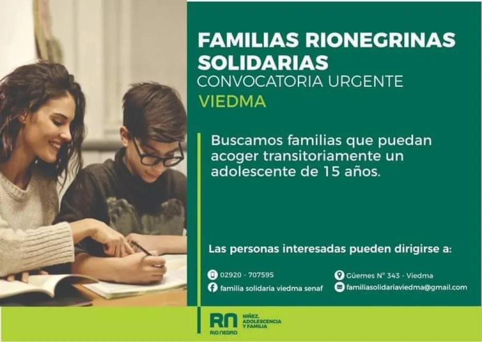Buscan familias para tres menores viedmenses