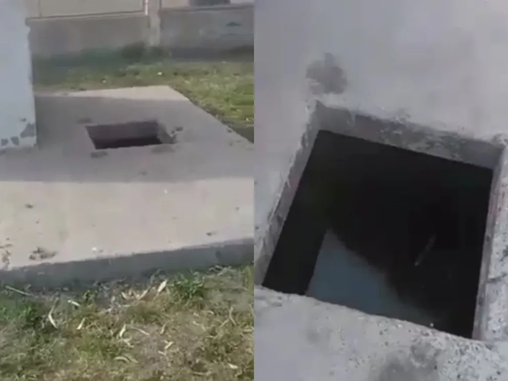 Trampa mortal: un pozo ciego a metro de una escuela genera temor entre los vecinos