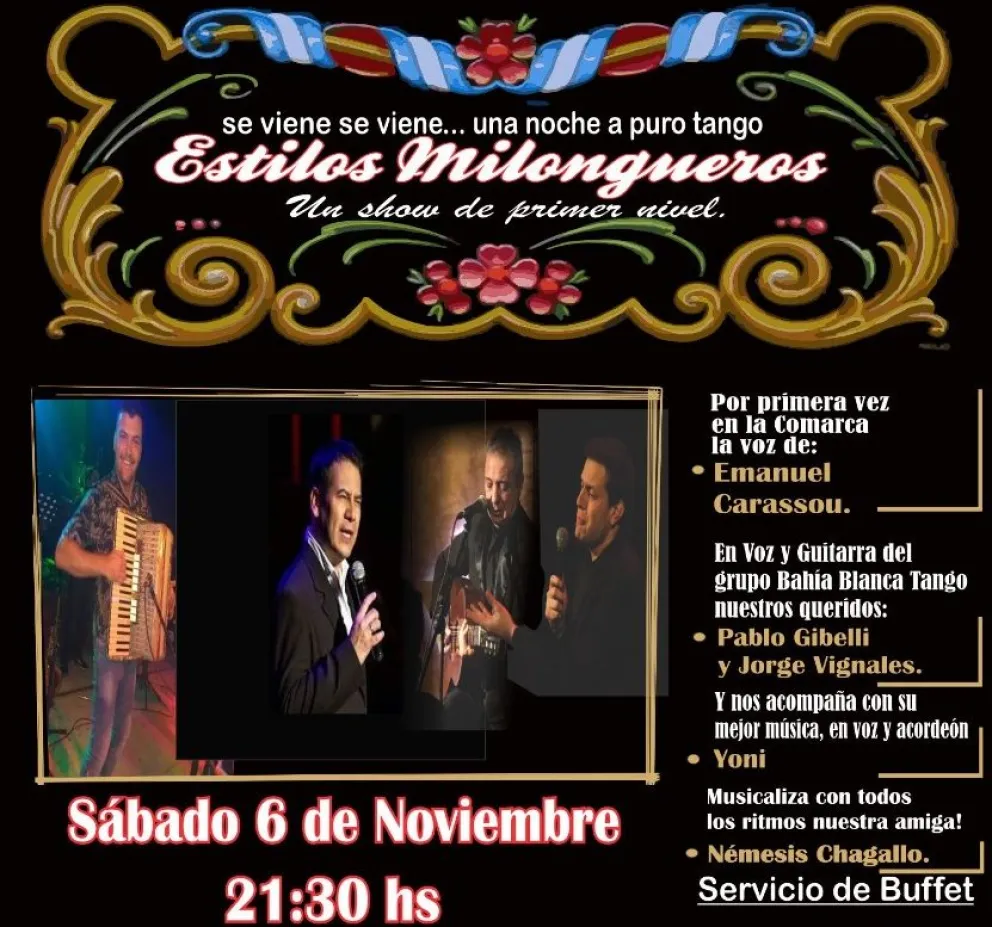 Viedma vivirá una noche de sábado a puro tango