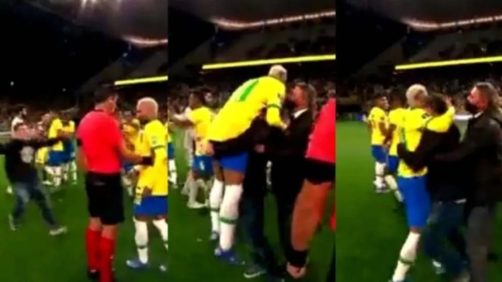 Le hizo "upa" a Neymar: un fan entró a la cancha y alzó al crack brasileño