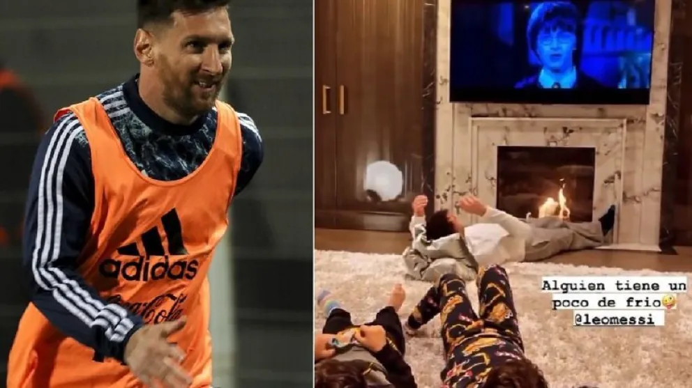 Antonella Roccuzzo capturó un tierno momento: Messi viendo Harry Potter junto a sus hijos