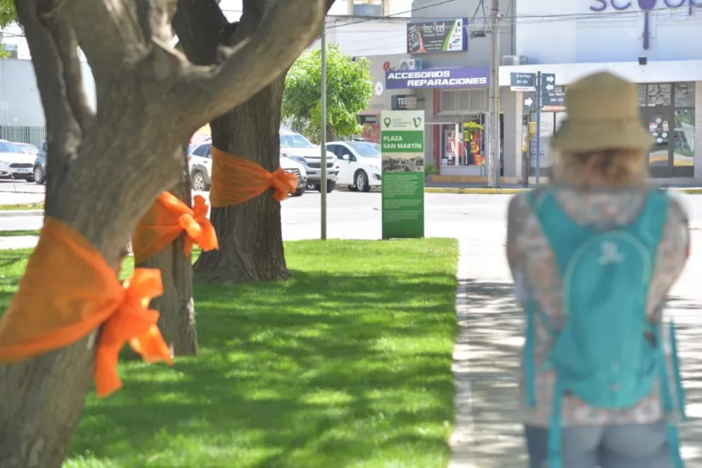 La plaza San Martín se vistió de color naranja