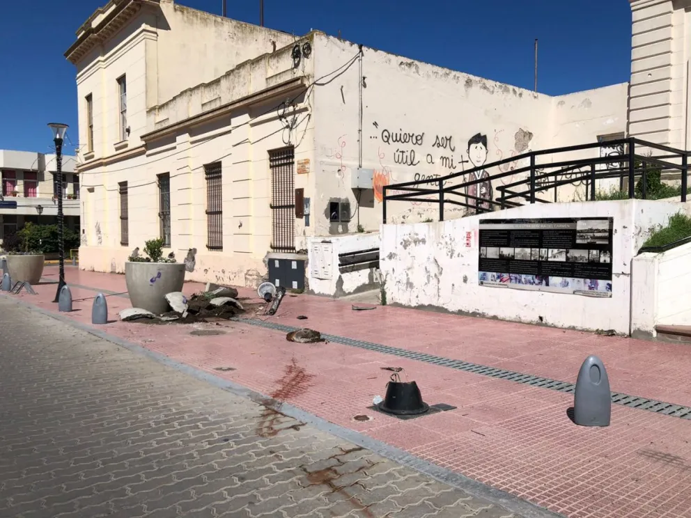 Se llevó puesta la columna de una luz y una maceta