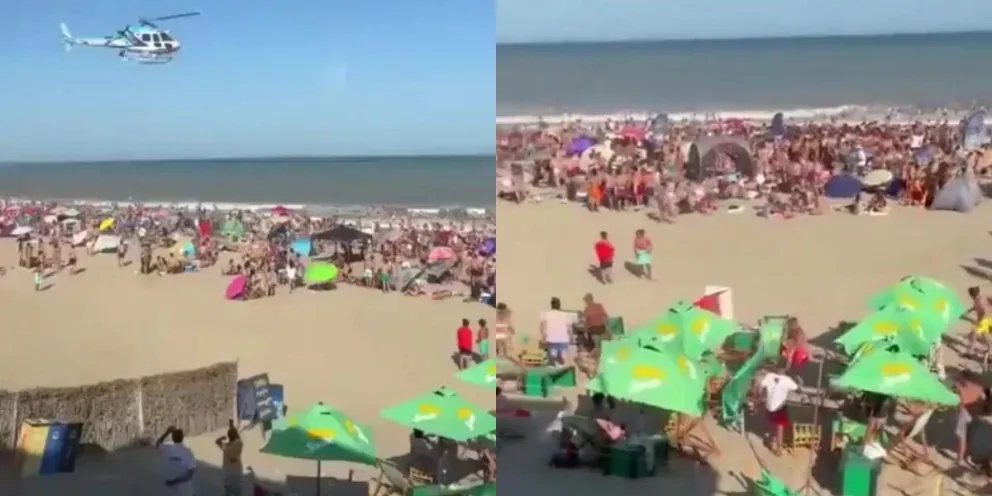 Un helicóptero de la Policía sobrevoló una playa y causó pánico: iba Berni a bordo
