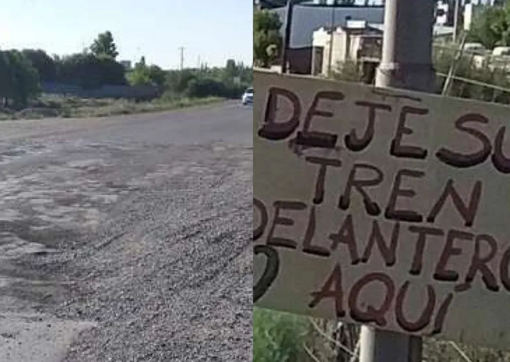 Quejas por el deterioro de la ex ruta N° 3: el ingenioso reclamo (¡con cartel incluido!) de los vecinos