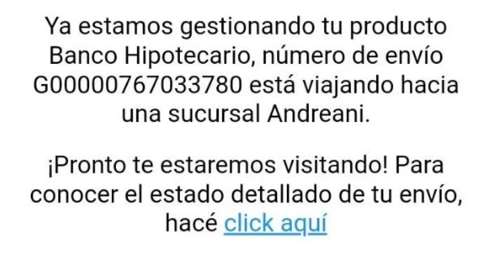 Advierten sobre estafas usando a la empresa Andreani como señuelo